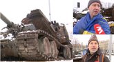 Vilniuje – trofėjinis sunaikintas rusų tankas: „Reikia aukoti Ukrainai, kad daugiau tokių griuvenų galėtume sulaužyt“ (tv3.lt koliažas)