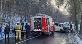 Tragiška avarija Kauno rajone: susidūrė du mikroautobusai, žuvo žmogus (nuotr. Vaidos Girčės)