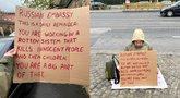 D. Puzino protestas Budapešte (tv3.lt fotomontažas)