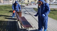 Vilkaviškyje – viešų vietų dezinfekcija (nuotr. facebook.com)