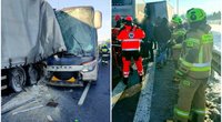  Lenkijos-Ukrainos pasienyje į sunkvežimį rėžėsi autobusas su 52 keleiviais: sužeistųjų gabenimui prireikė sraigtasparnio  (nuotr. facebook.com)