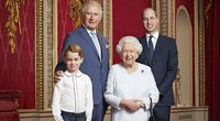 Princas Charles, princas George, karalienė ir princas Williamas (nuotr. SCANPIX)
