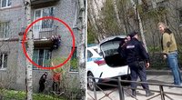 Rusijoje – drąsus moters žingsnis Ukrainai palaikyti: pareigūnai ropštėsi net per balkoną (tv3.lt koliažas)