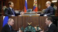Rusijos prezidentas su premjeru, 2009-ieji ir 2019-ieji (nuotr. SCANPIX) tv3.lt fotomontažas