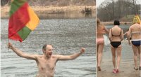 Panevėžiečiai vasario 16-ąją šventė maudynėmis upėje: „Reikia visiems džiaugtis, o ne streikuoti“ (nuotr. stop kadras)