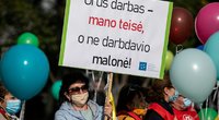 Protestuotojai ragina didinti minimumą (Paulius Peleckis/Fotobankas)