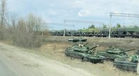 Rusijos karinė technika, vežama link sienos su Ukraina (nuotr. SCANPIX)