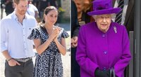 Princas Harry, Meghan Markle ir karalienė (tv3.lt fotomontažas)