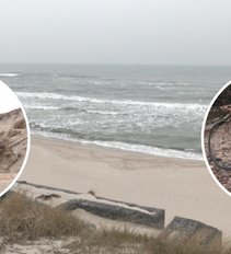 Kuršių Neriją niokoja jūra: išplovė kopas, nusinešė šimtus tonų smėlio
