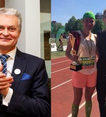 Gitanas Nausėda ir bėgimo varžybų laimėtojai (tv3.lt fotomontažas)