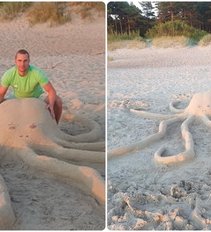 Pajūryje lietuvis iš smėlio sukūrė įspūdingą reginį: plušėjo 5 valandas