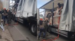 Prancūzijoje per ūkininkų streiką apiplėštas lietuvių sunkvežimis  