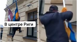 Rygos centre chuliganas išniekino Ukrainos vėliavą  