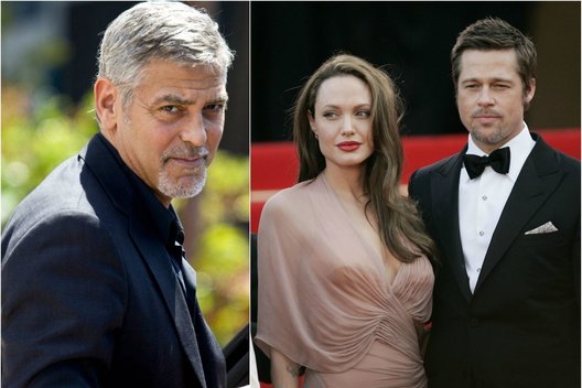 George'as Clooney, Angelina Jolie ir Bradas Pittas  