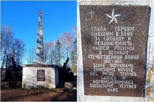 Sovietų karių kapinės Mažeikių centre (tv3.lt fotomontažas)