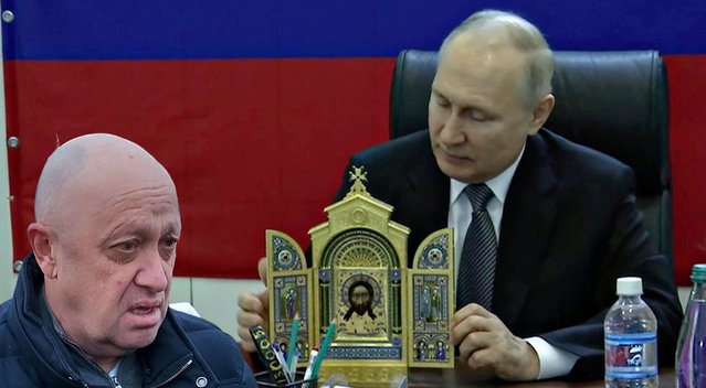 J. Prigožinas ir V. Putinas (nuotr. SCANPIX) tv3.lt fotomontažas