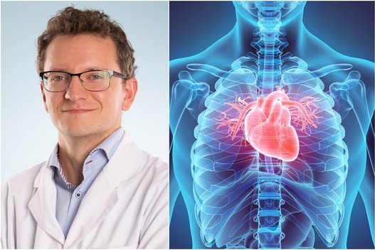 Kardiologas Paulius Trinkauskas pažymi, kad kokia sudėtinga bebūtų padėtis dėl naujojo viruso plitimo, pagalba širdies ir kraujagyslių sistemos ligomis sergantiems žmonėms visuomet prieinama.  (tv3.lt fotomontažas)