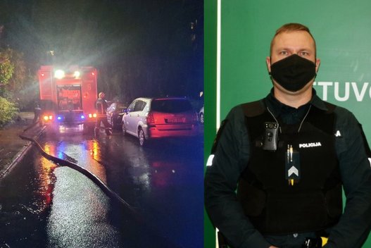Didvyriškas Telšių policininko poelgis: iš gaisro išnešė 3-metę mergytę (nuotr. tv3.lt koliažas)  