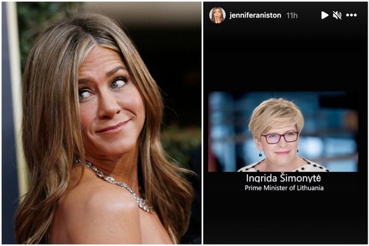 Jennifer Aniston savo „Instagram“ paminėjo ir Ingridą Šimonytę (nuotr. SCANPIX) tv3.lt fotomontažas