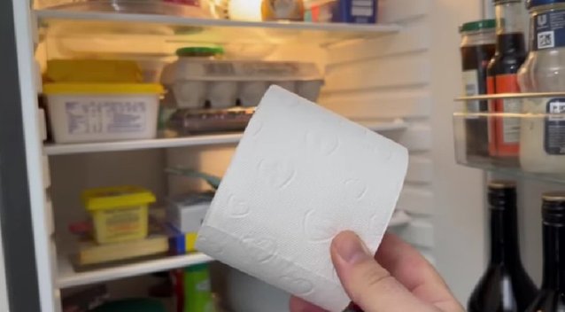 Tualetinis popierius šaldytuve (nuotr. YouTube/ekrano nuotrauka)  