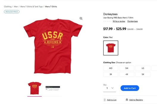 Lietuva prašo JAV tinklo „Walmart“ iš prekybos išimti marškinėlius su sovietine simbolika (nuotr. tv3.lt)
