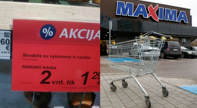 „Maxima“ parduotuvėje nurodytos kainos (tv3.lt koliažas)