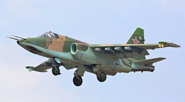 Rusijos šturmo lėktuvas Su-25 (nuotr. Wikipedia)