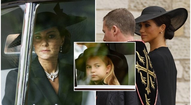 Kate Middleton su dukra princese Charlotte bei Meghan Markle pasirodė laidotuvėse: užkliuvo 1 bendra detalė (nuotr. tv3.lt fotomontažas)  