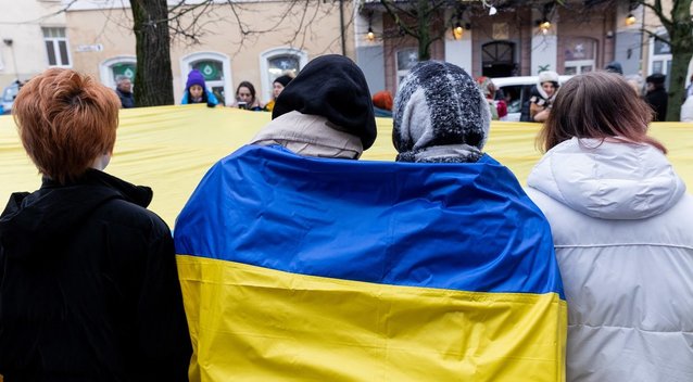 Keli tūkstančiai žmonių Vilniuje mini pirmąsias Rusijos invazijos Ukrainoje metines (Paulius Peleckis/ BNS nuotr.)