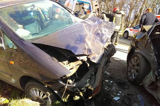 Nelaimė Prienų rajono kelyje (nuotr. Policijos)