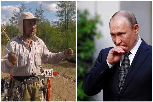 Šamanas iš Sibiro ėjo pėsčiomis į Maskvą išvaryti Putino (nuotr. SCANPIX) tv3.lt fotomontažas