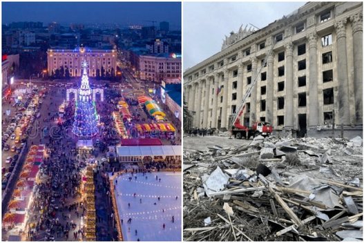 Parodė, kaip Ukraina atrodė prieš karą ir dabar: vaizdai drasko širdį (nuotr. tv3.lt fotomontažas)  