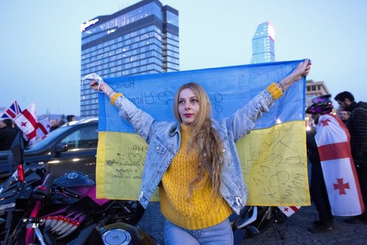 Protestas prieš karą Ukrainoje Tbilisyje (nuotr. SCANPIX)