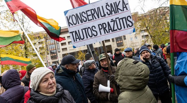 Protestas dėl NT mokesčio prie Seimo (Paulius Peleckis/ BNS nuotr.)