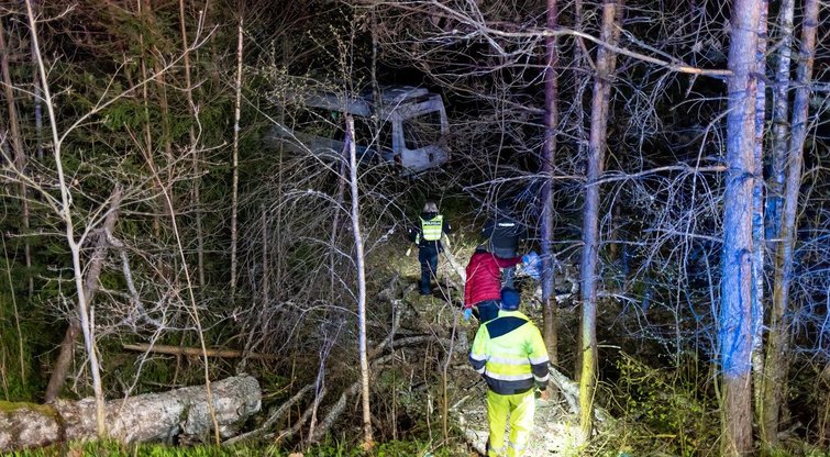 Mirtina avarija Švenčionių rajone: autobusas su keleiviais įlėkė į mišką, žuvo vairuotojas (nuotr. Broniaus Jablonsko)