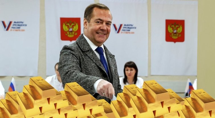 Rusija nesiruošia grąžinti bolševikų pavogto Rumunijos aukso: Medvedevas viešai išsidergė (nuotr. SCANPIX) tv3.lt fotomontažas
