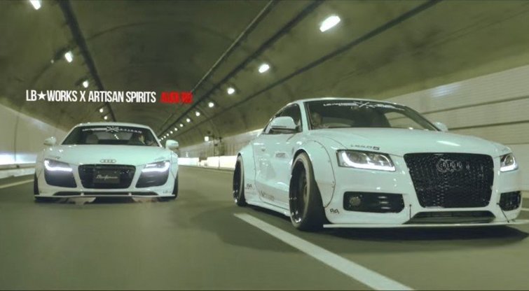 „Audi R8“ ir „Audi A5“ su „Liberty Walk“ aprėdais