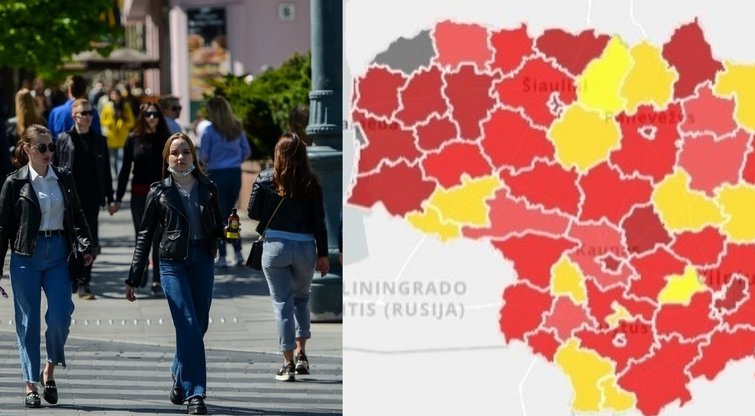 Vakarų Lietuva „juoduoja“: dvi savivaldybės niekaip negali išlipti iš D zonos, o pavyzdinių „žaliųjų“ savivaldybių neliko (tv3.lt fotomontažas)