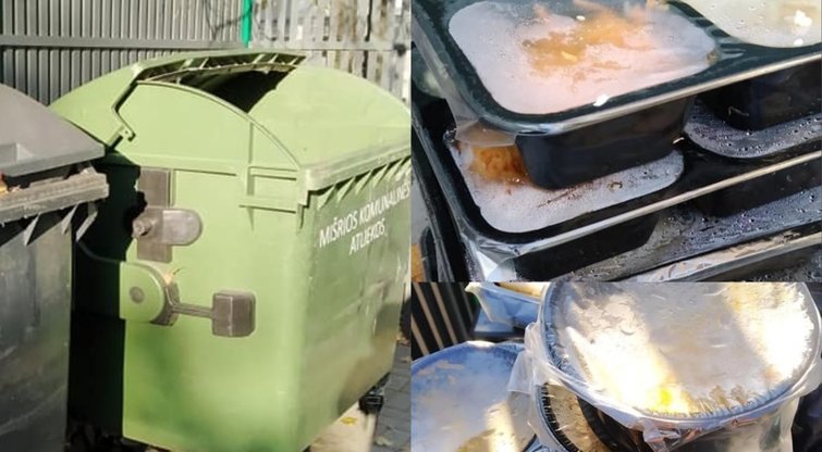 Prie konteinerių – krūva išmesto maisto  