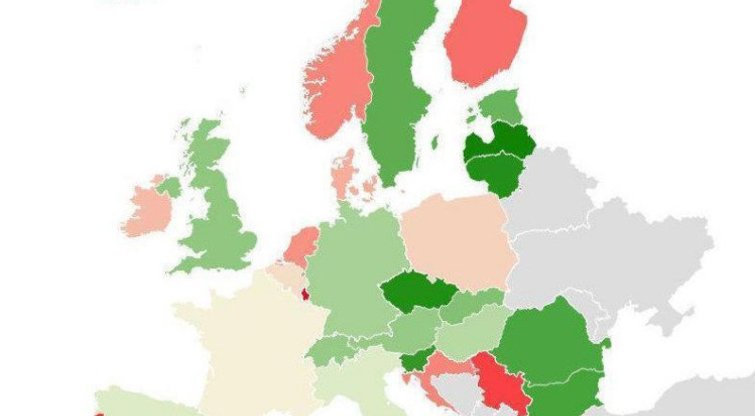 Paskelbė Europos žemėlapį, kada europietės susilaukia pirmojo vaiko (Eurostat)  
