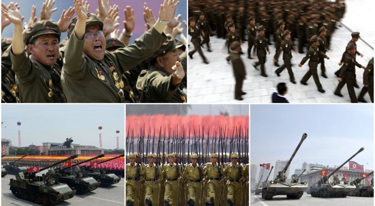 Šiaurės Korėja suruošė pompastišką karinį paradą ir įsileido užsienio žiniasklaidą (nuotr. SCANPIX)