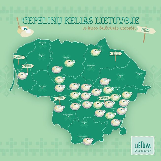Cepelinų žemėlapis (nuotr. Keliauk Lietuvoje)