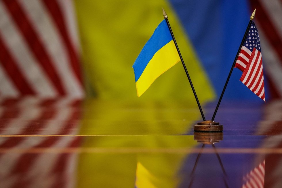 Ukrainos ir JAV vėliavos (nuotr. SCANPIX)