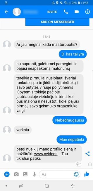 Pedofilo žinutės Feisbuke (Facebook.com)  