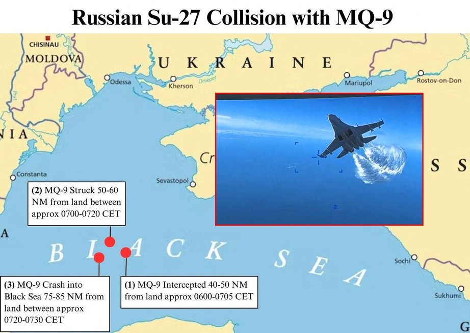 Rusija išsidavė: tyčia taranavo amerikiečių droną (nuotr. SCANPIX) tv3.lt fotomontažas