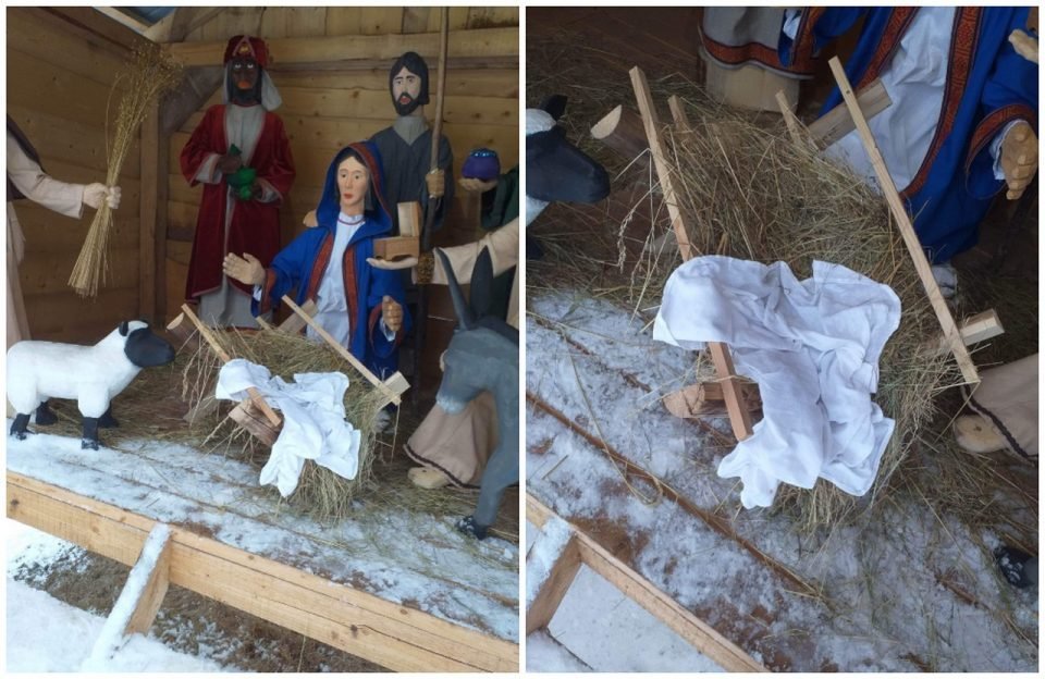 Įžūli šventvagystė: Panevėžyje iš ėdžių pavogtas kūdikėlis Jėzus, meldžia žmonių pagalbos (nuotr. facebook.com)