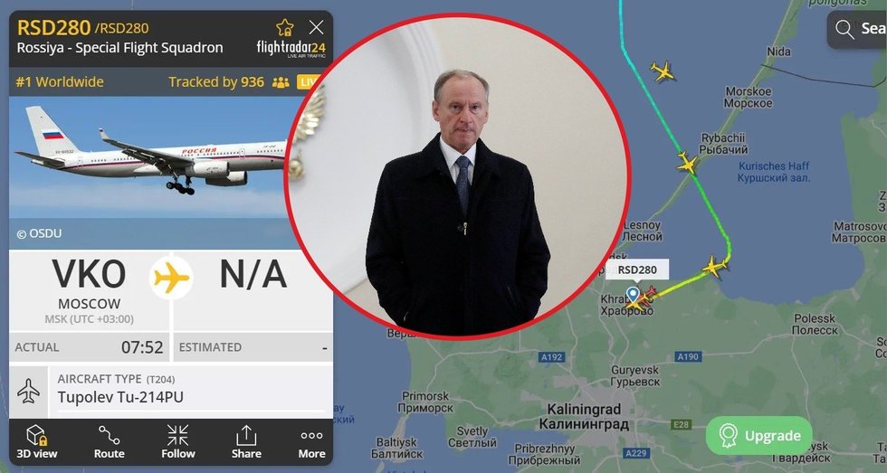 Skubus skrydis į Kaliningradą: atvyko Rusijos Saugumo Tarybos pirmininkas (nuotr. SCANPIX) tv3.lt fotomontažas