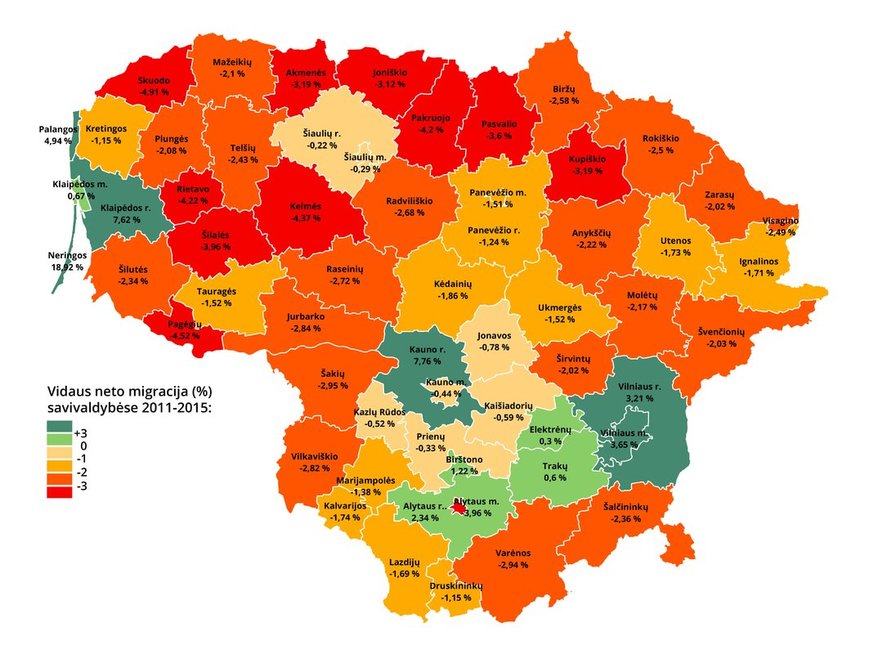 Emigracija iš Lietuvos 2011-2015 (mapijoziai.lt nuotr.)  