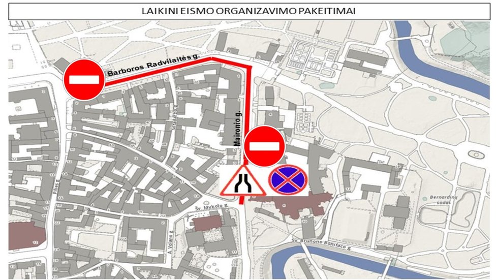 Barboros Radvilaitės gatvėje numatomi eismo ribojimai (nuotr. Vilnius.lt)