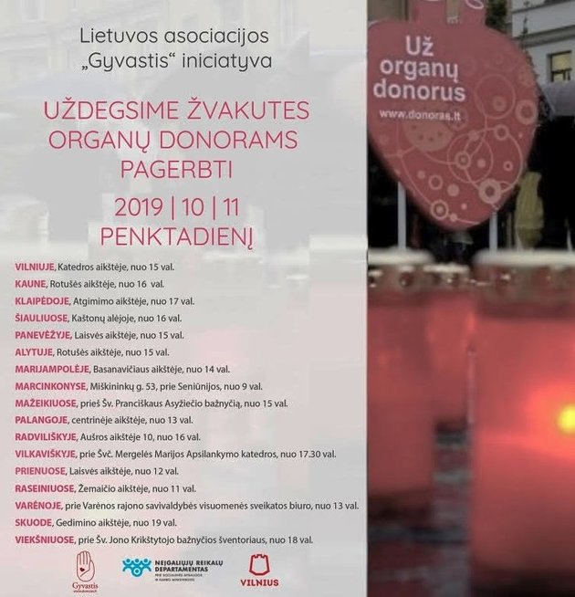 Žvakučių akcija vyksta Vilniuje ir dar 17-oje Lietuvos miestų. Asociacijos „Gyvastis“ archyvo nuotr.